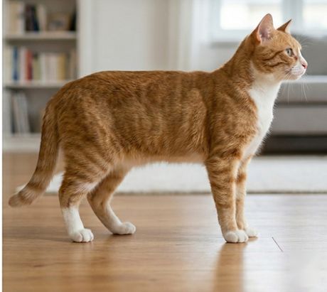 Chien en surpoids vu de profil : taille effacée et ventre descendu